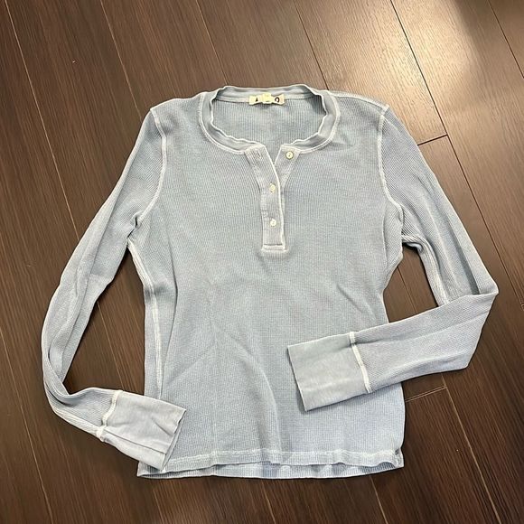 AMO thermal Henley tee, blue, Medium - Picture 4 of 8